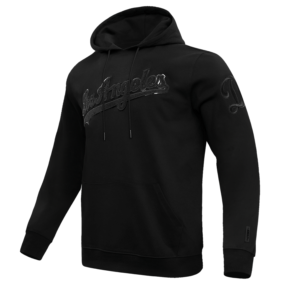 MLB LOS ANGELES DODGERS TRIPLE BLACK LOGO MEN'S PULLOVER HOODIE (BLACK)