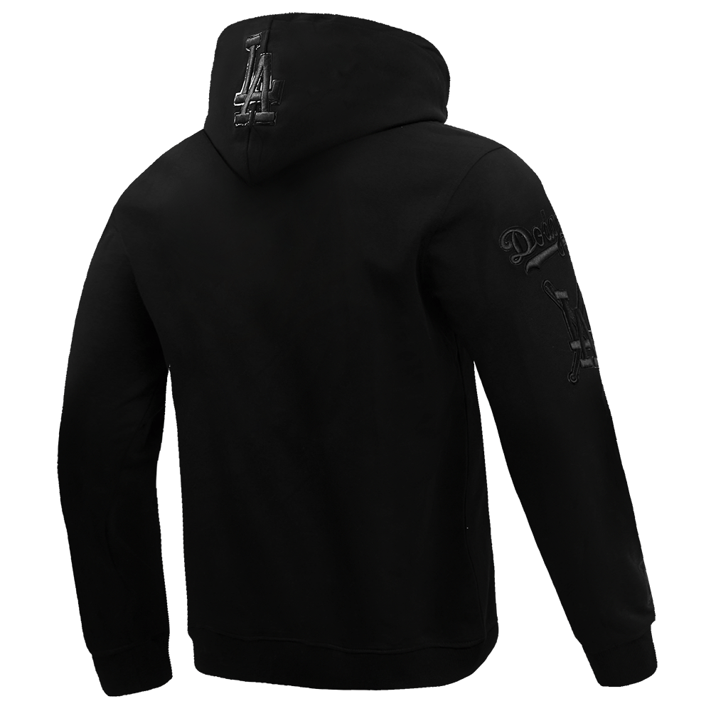 MLB LOS ANGELES DODGERS TRIPLE BLACK LOGO MEN'S PULLOVER HOODIE (BLACK)