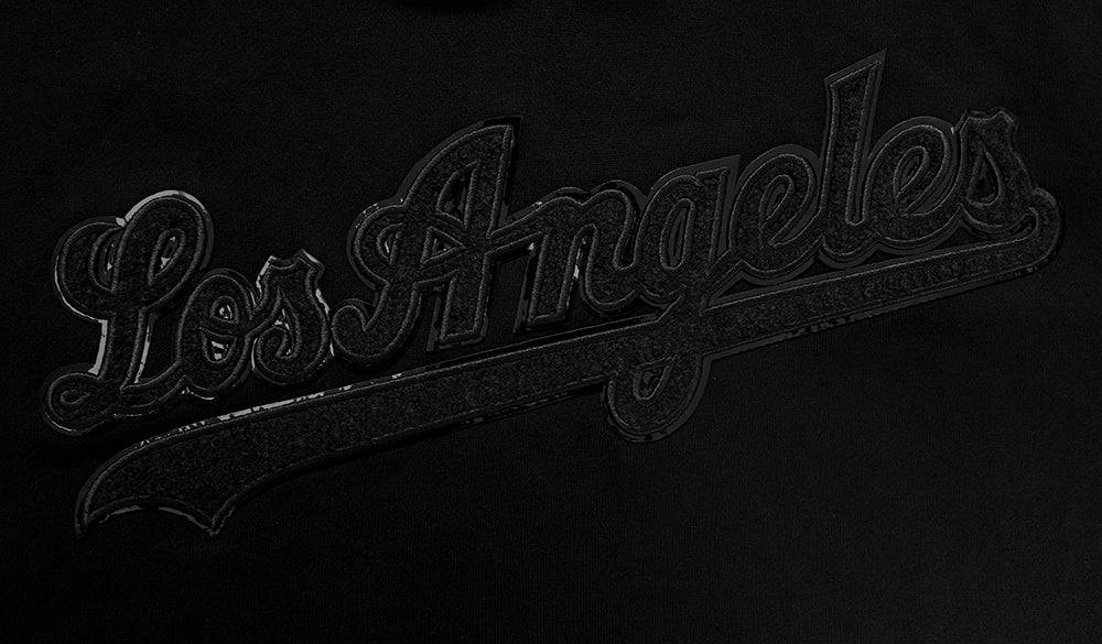 MLB LOS ANGELES DODGERS TRIPLE BLACK LOGO MEN'S PULLOVER HOODIE (BLACK)