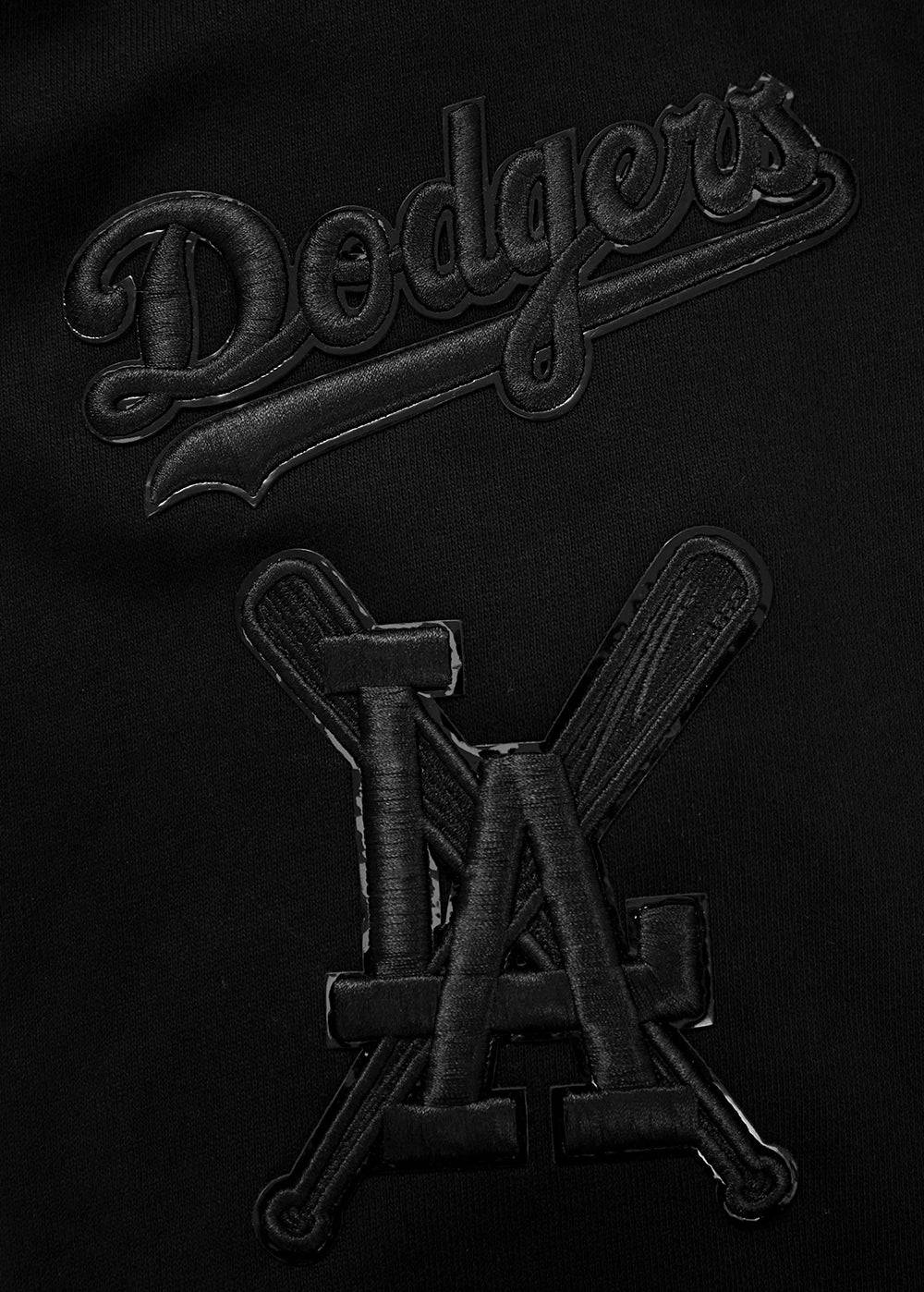 MLB LOS ANGELES DODGERS TRIPLE BLACK LOGO MEN'S PULLOVER HOODIE (BLACK)