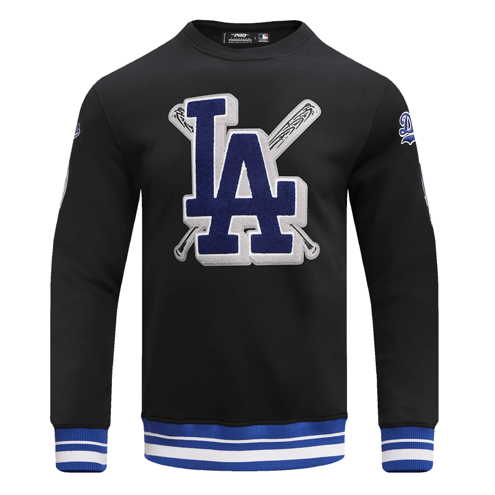 MLB LOS ANGELES DODGERS MASHUP MEN'S RIB CREWNECK (BLACK/DODGER BLUE)