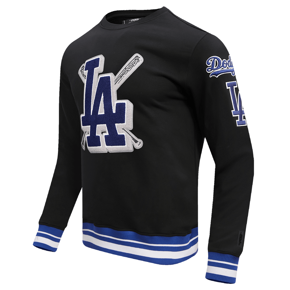 MLB LOS ANGELES DODGERS MASHUP MEN'S RIB CREWNECK (BLACK/DODGER BLUE)