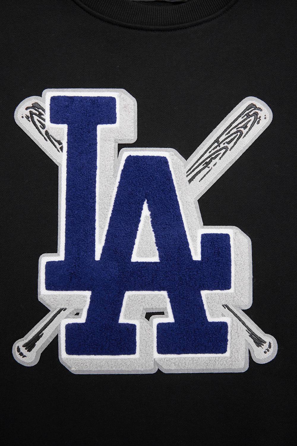 MLB LOS ANGELES DODGERS MASHUP MEN'S RIB CREWNECK (BLACK/DODGER BLUE)