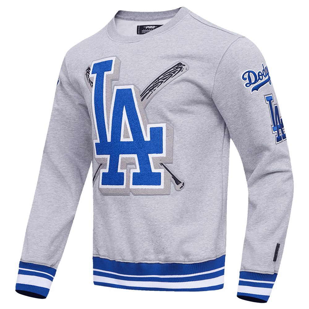 MLB LOS ANGELES DODGERS MASHUP MEN'S RIB CREWNECK (HEATHER GREY/DODGER BLUE)