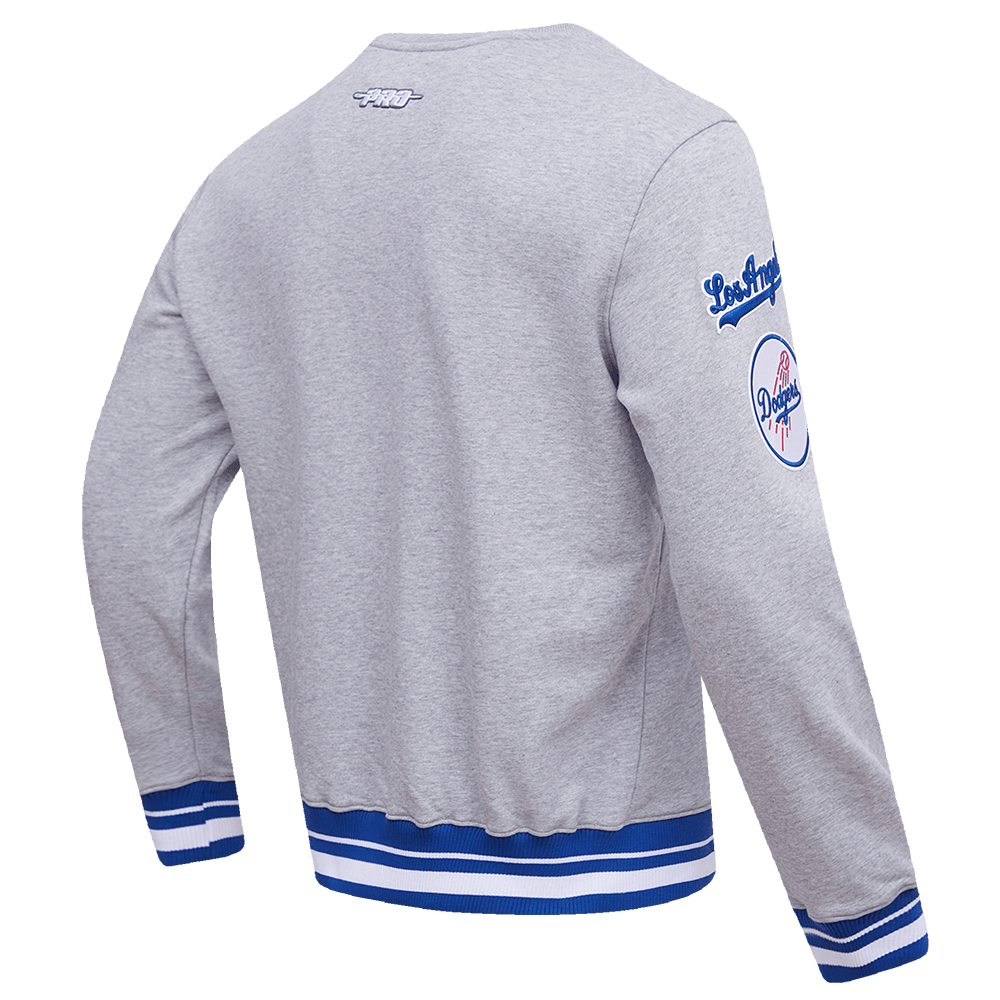 MLB LOS ANGELES DODGERS MASHUP MEN'S RIB CREWNECK (HEATHER GREY/DODGER BLUE)