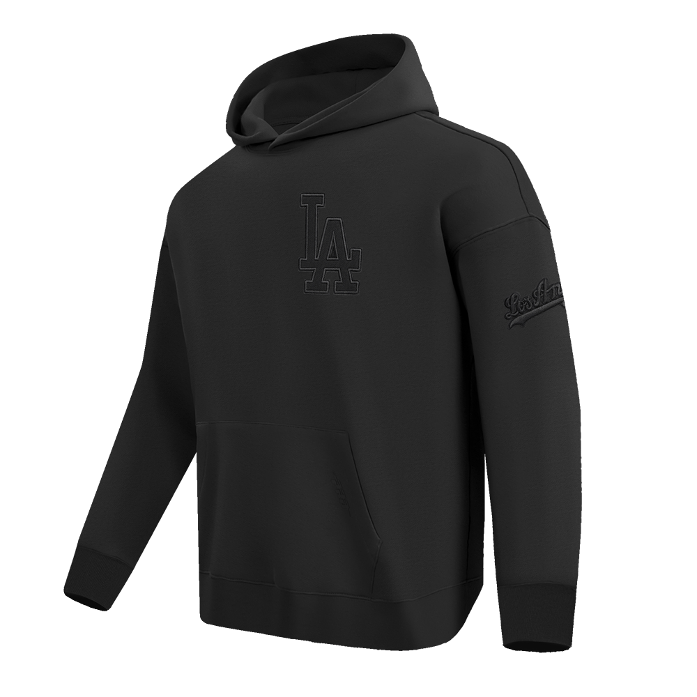 MLB LOS ANGELES DODGERS NEUTRAL DROP SHOULDER MEN'S PULLOVER HOODIE (BLACK)