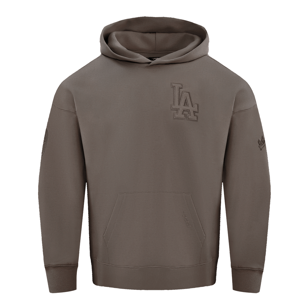 MLB LOS ANGELES DODGERS NEUTRAL DROP SHOULDER MEN'S PULLOVER HOODIE (DARK TAUPE)