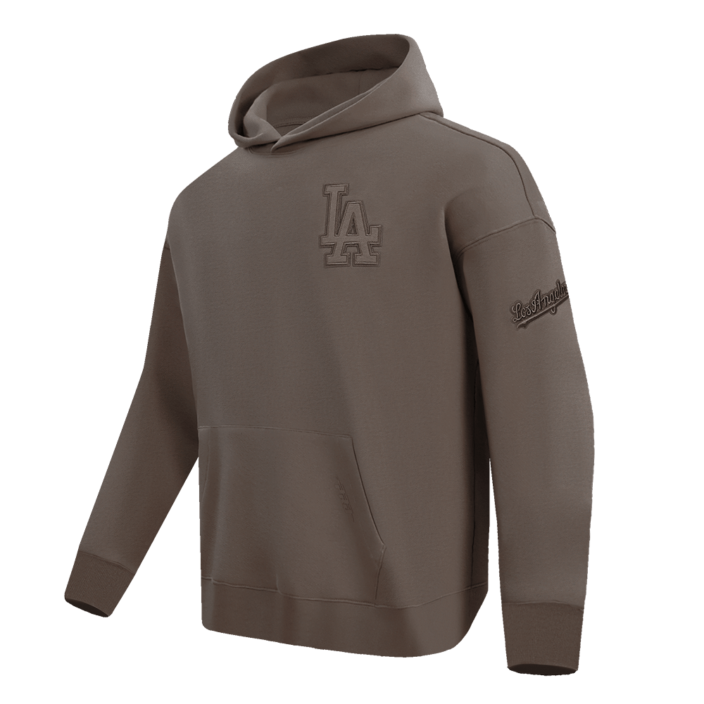 MLB LOS ANGELES DODGERS NEUTRAL DROP SHOULDER MEN'S PULLOVER HOODIE (DARK TAUPE)