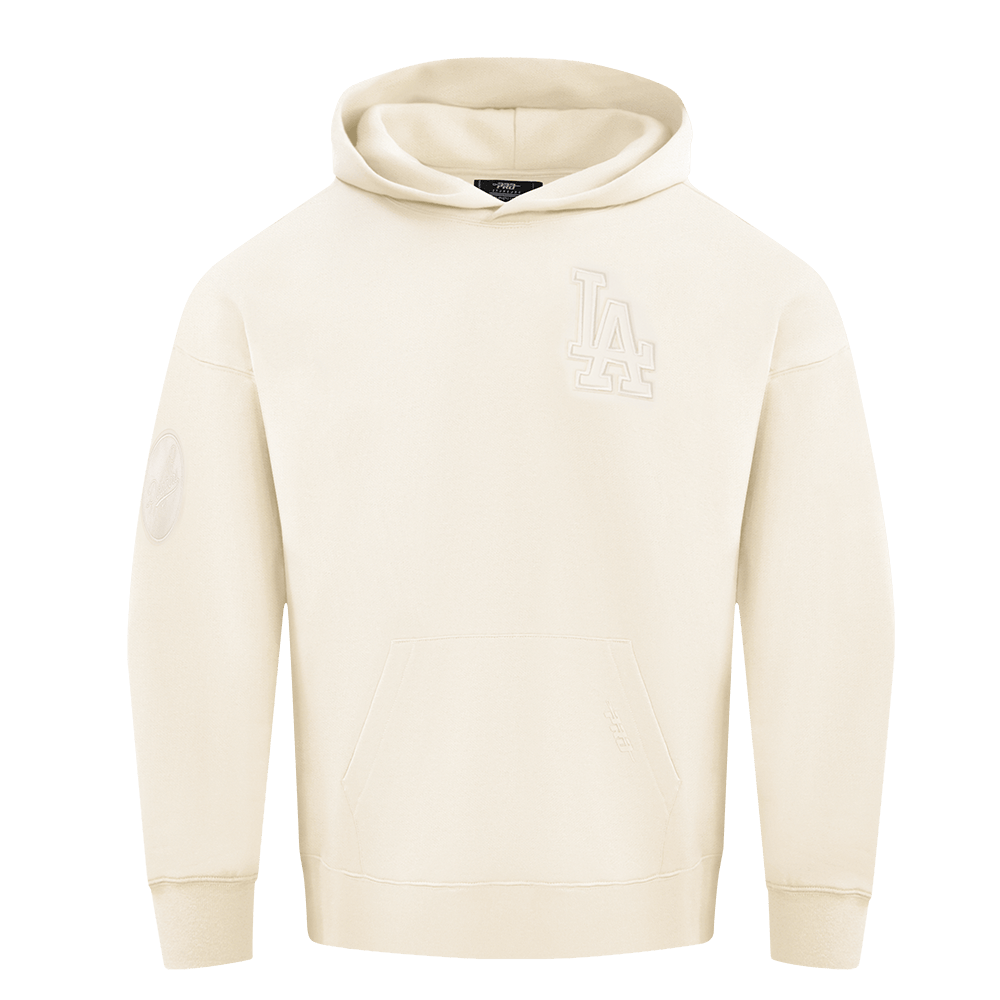 MLB LOS ANGELES DODGERS NEUTRAL DROP SHOULDER FLEECE PULLOVER HOODIE (EGGSHELL)