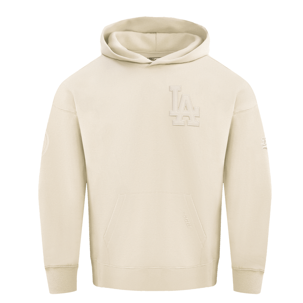 MLB LOS ANGELES DODGERS NEUTRAL DROP SHOULDER FLEECE PULLOVER HOODIE (EGGSHELL)