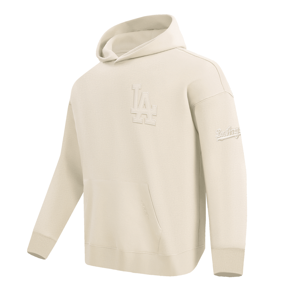 MLB LOS ANGELES DODGERS NEUTRAL DROP SHOULDER FLEECE PULLOVER HOODIE (EGGSHELL)