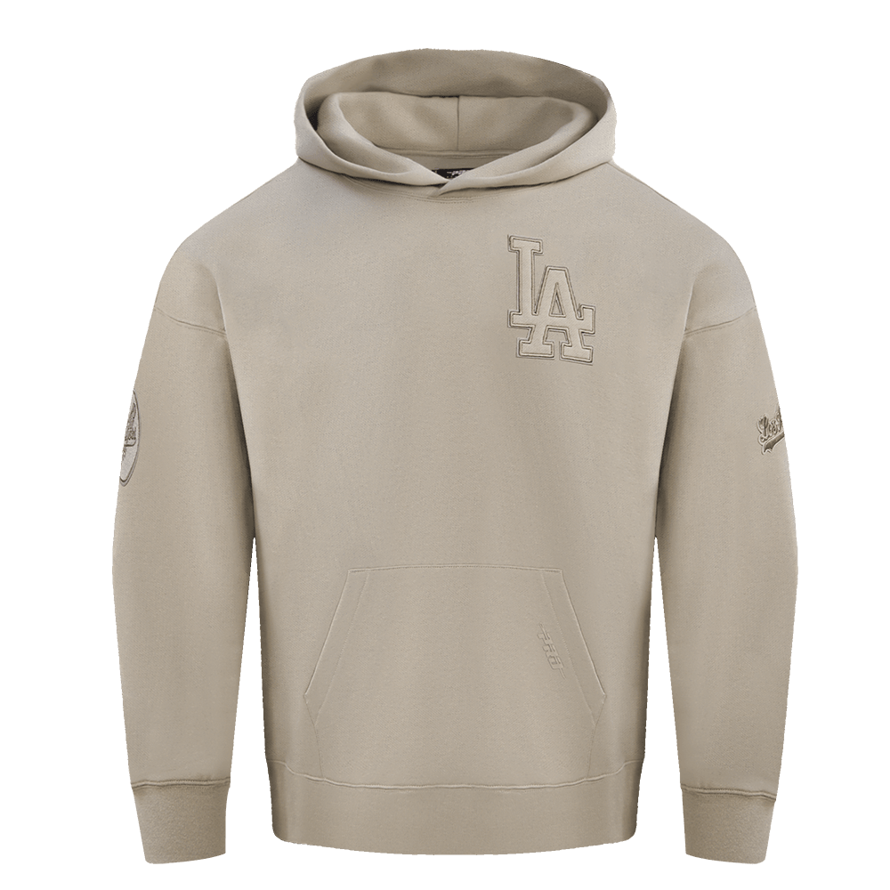 MLB LOS ANGELES DODGERS NEUTRAL DROP SHOULDER MEN'S PULLOVER HOODIE (TAUPE)