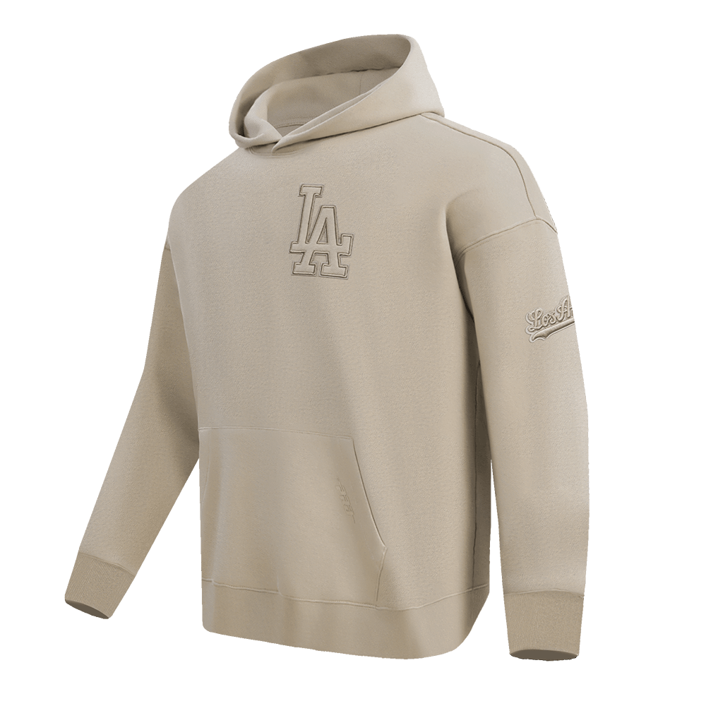 MLB LOS ANGELES DODGERS NEUTRAL DROP SHOULDER MEN'S PULLOVER HOODIE (TAUPE)