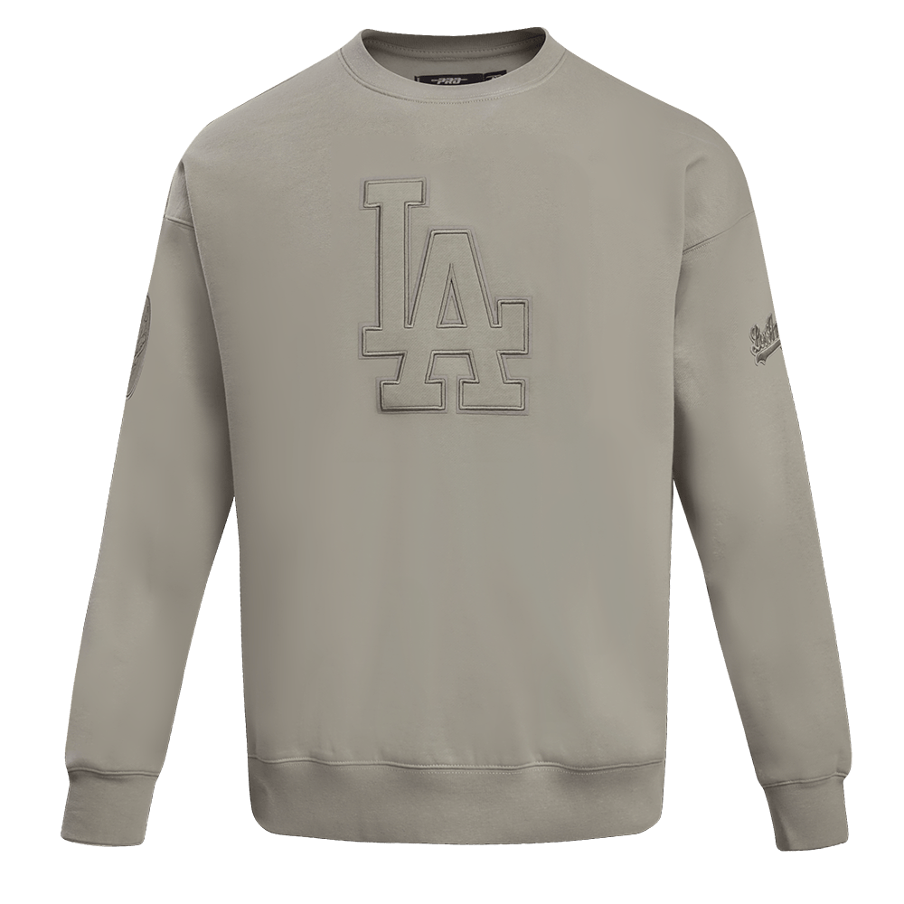 MLB LOS ANGELES DODGERS NEUTRAL DROP SHOULDER FLEECE CREWNECK (TAUPE)