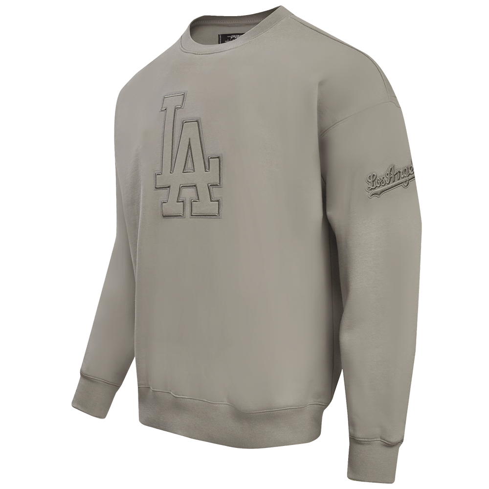 MLB LOS ANGELES DODGERS NEUTRAL DROP SHOULDER FLEECE CREWNECK (TAUPE)