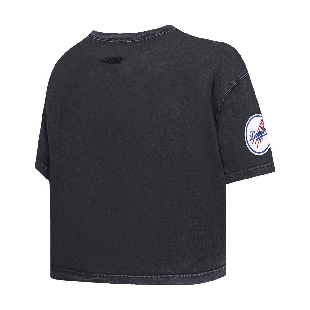 MLB LOS ANGELES DODGERS WASHED JEWELS WOMEN'S S/S BOXY TOP (WASHED BLACK)