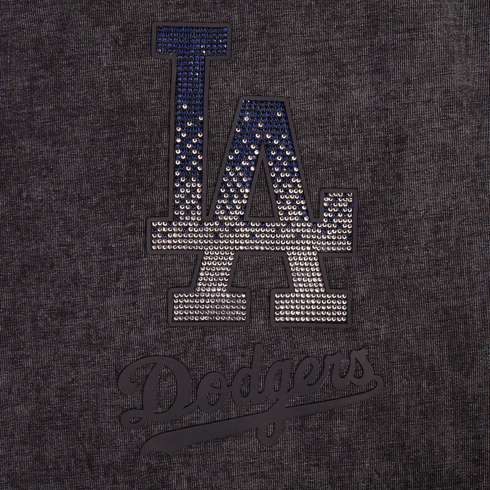 MLB LOS ANGELES DODGERS WASHED JEWELS WOMEN'S S/S BOXY TOP (WASHED BLACK)