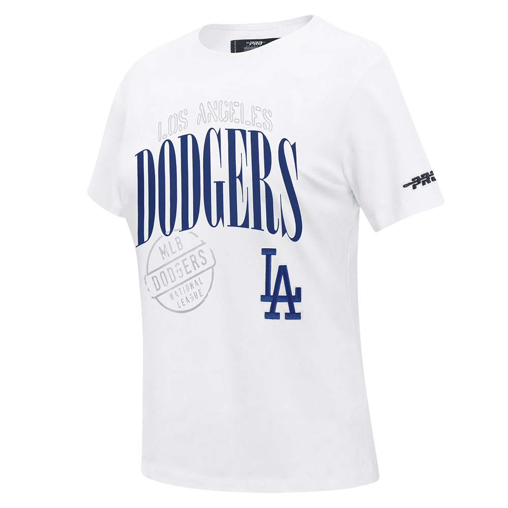 MLB LOS ANGELES DODGERS STAMPED WOMEN'S S/S SLIM TOP (WHITE)