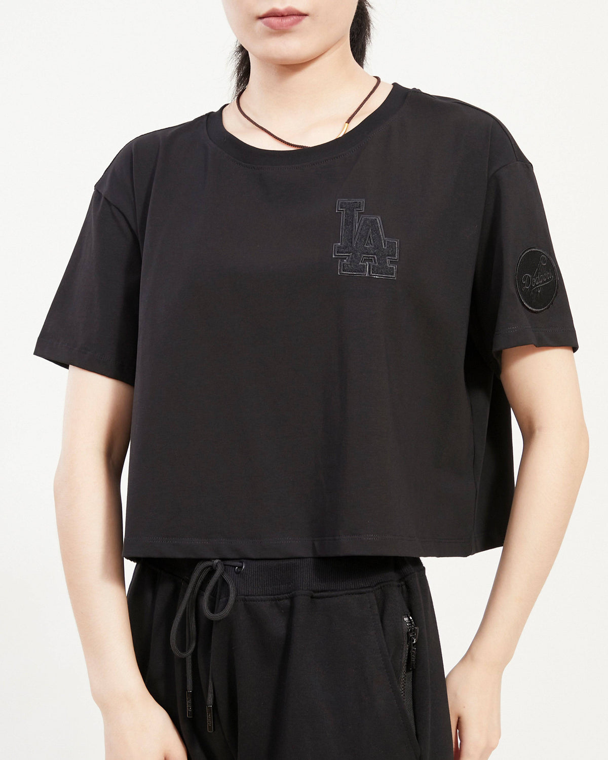 MLB LOS ANGELES DODGERS TRIPLE BLACK WOMEN'S BOXY TOP (TRIPLE BLACK)