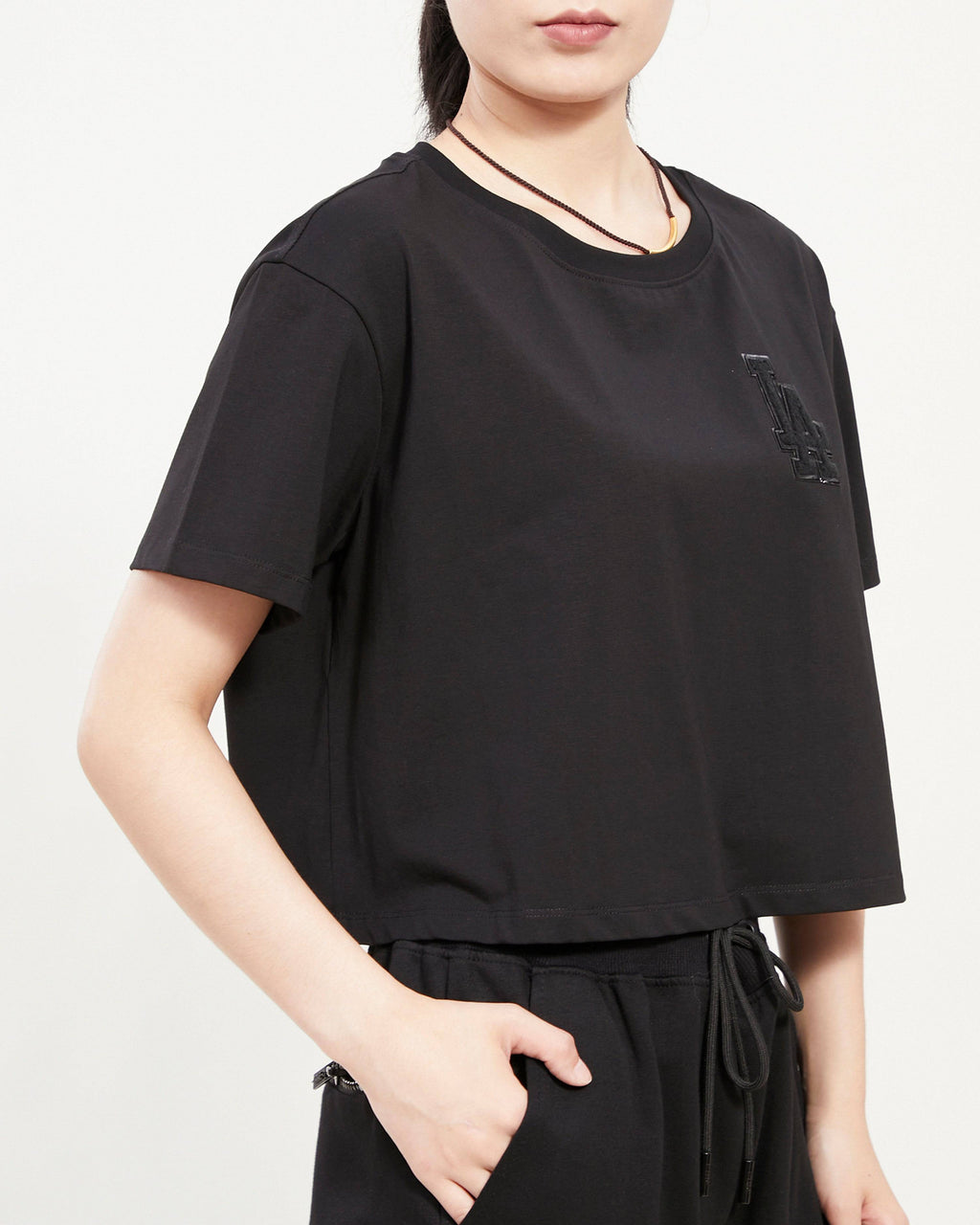 MLB LOS ANGELES DODGERS TRIPLE BLACK WOMEN'S BOXY TOP (TRIPLE BLACK)