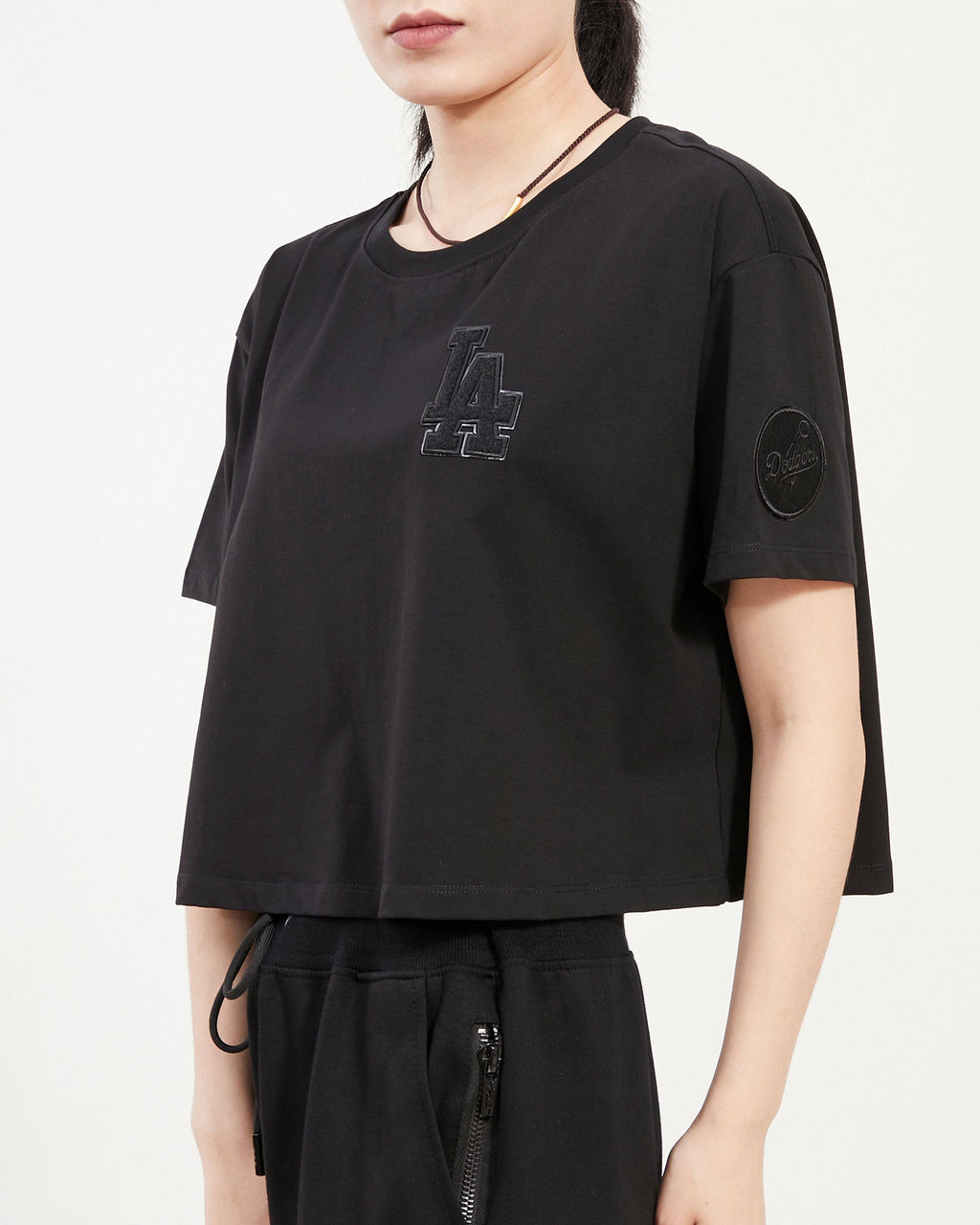 MLB LOS ANGELES DODGERS TRIPLE BLACK WOMEN'S BOXY TOP (TRIPLE BLACK)