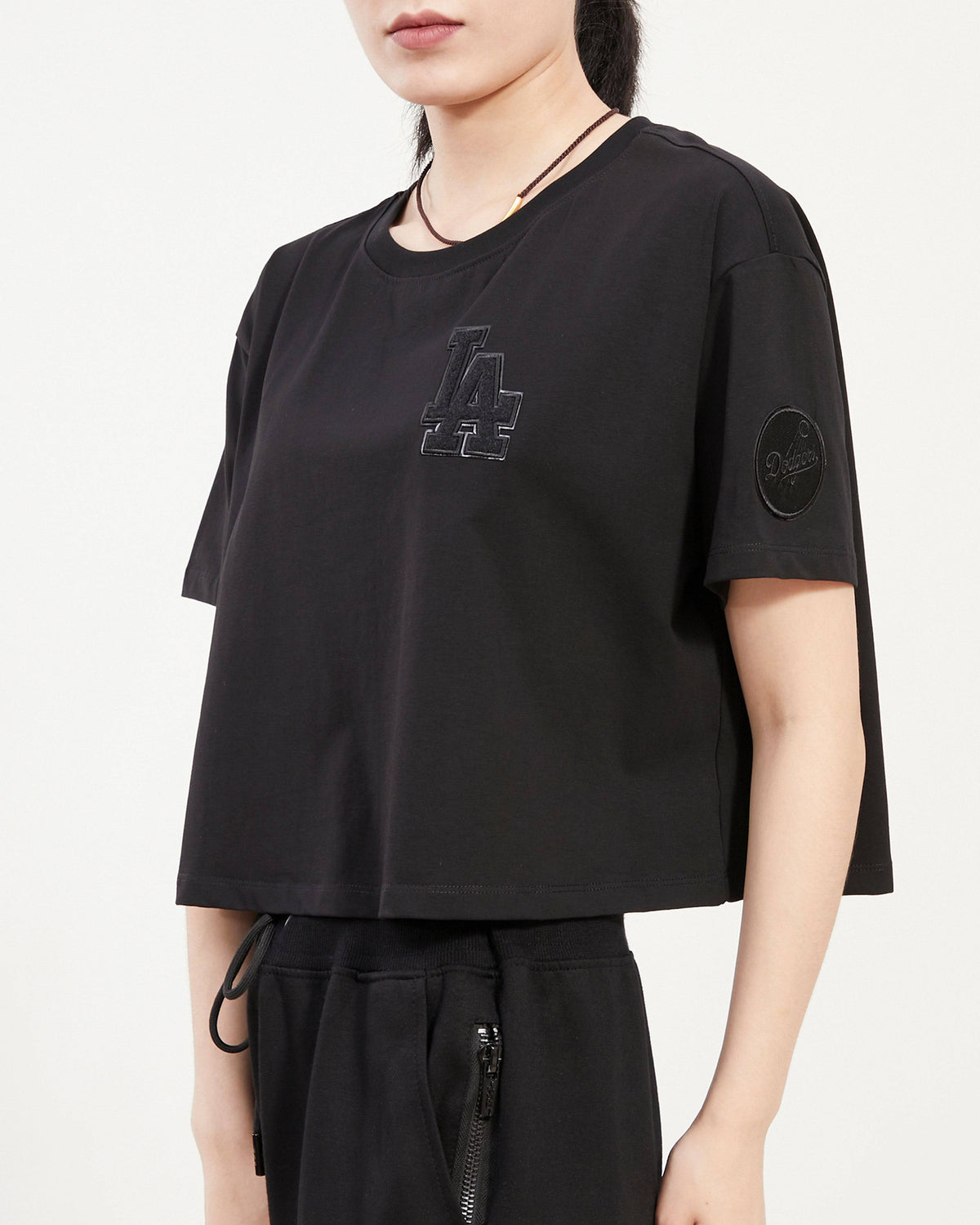 MLB LOS ANGELES DODGERS TRIPLE BLACK WOMEN'S BOXY TOP (TRIPLE BLACK)