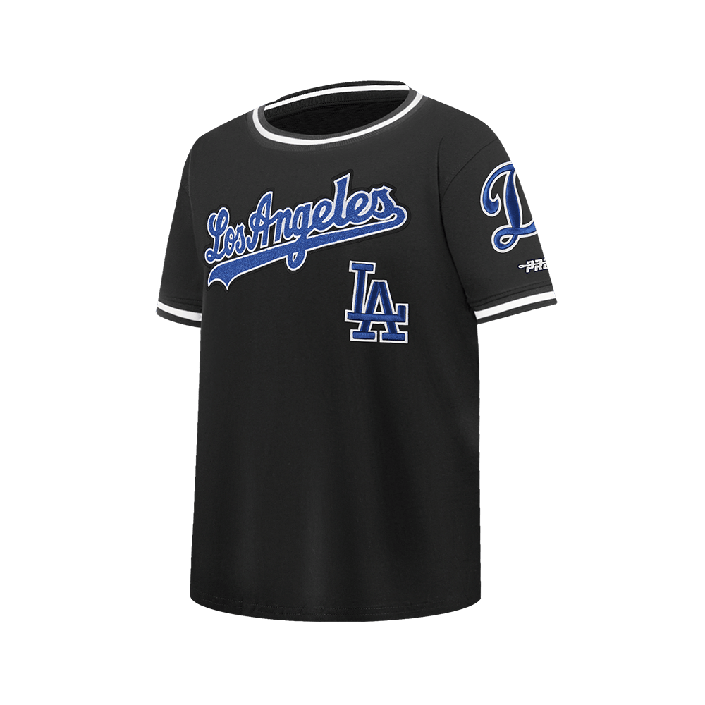 MLB LOS ANGELES DODGERS CLASSIC BIG BOY'S SS STRIPED RIB TOP (BLACK)