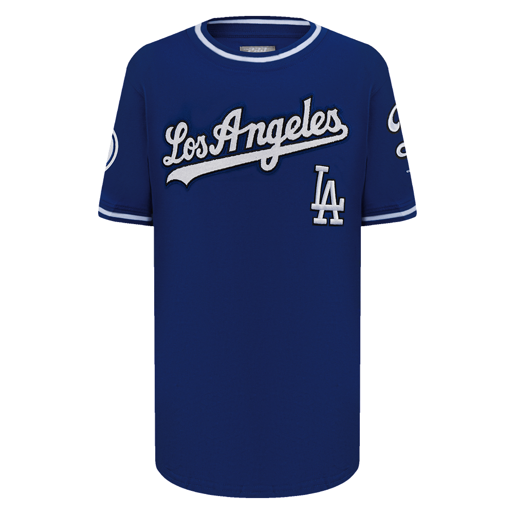 MLB LOS ANGELES DODGERS CLASSIC BIG BOYS SHORT SLEEVE STRIPED RIB TOP (DODGER BLUE)