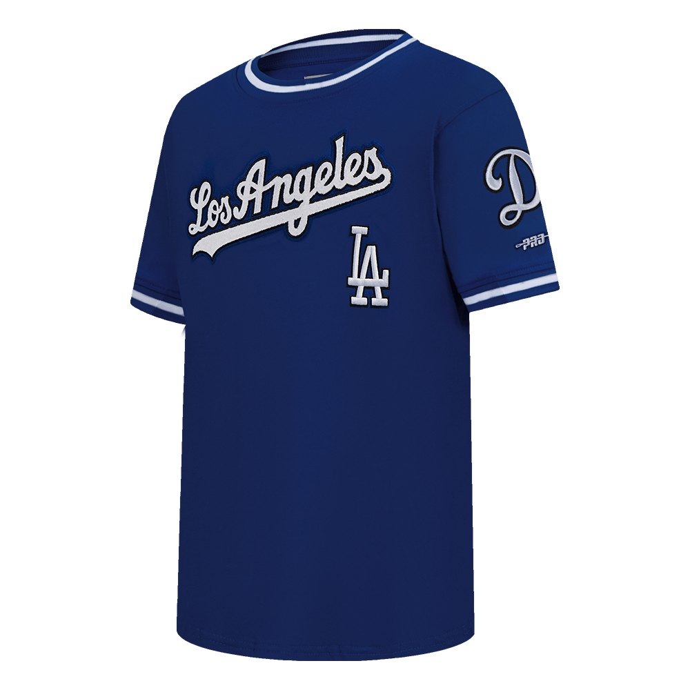 MLB LOS ANGELES DODGERS CLASSIC BIG BOYS SHORT SLEEVE STRIPED RIB TOP (DODGER BLUE)