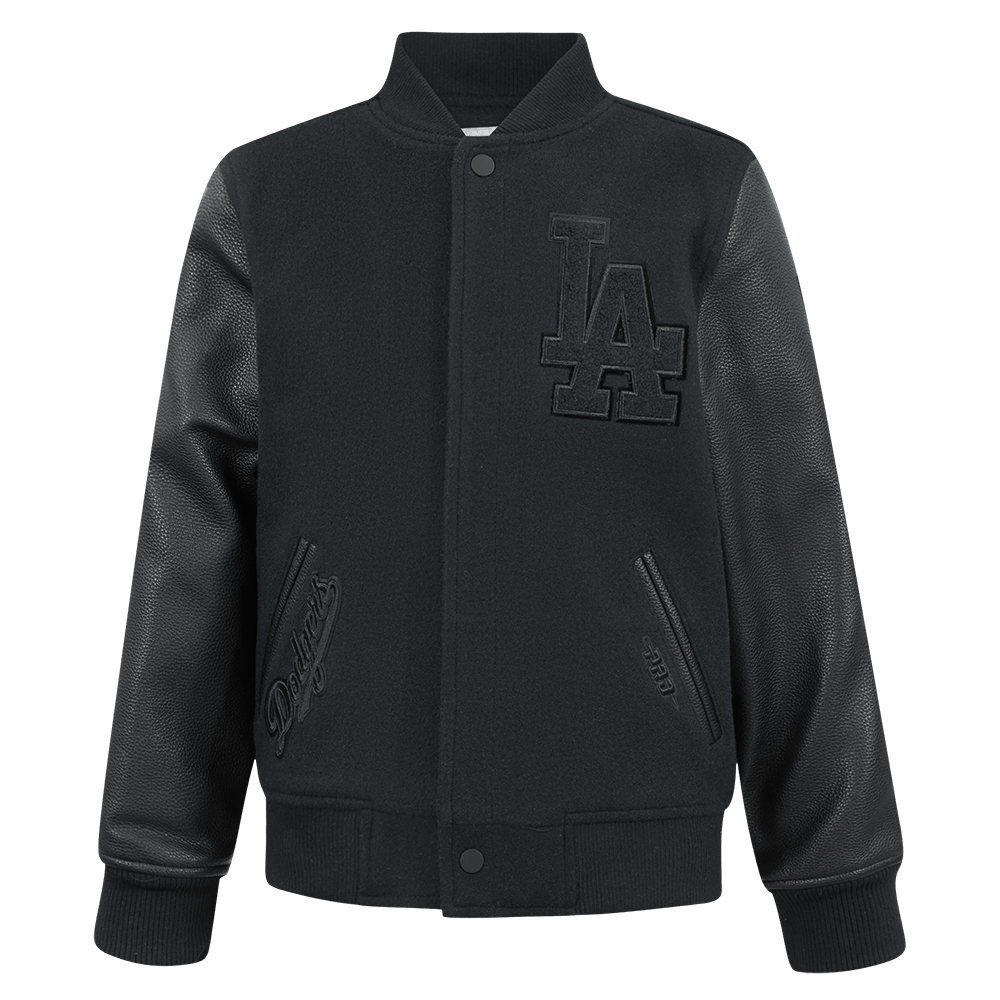 CHAQUETA UNIVERSITARIA DE LANA MLB LOS ANGELES DODGERS TRIPLE BLACK PARA NIÑOS GRANDES (NEGRO JET)