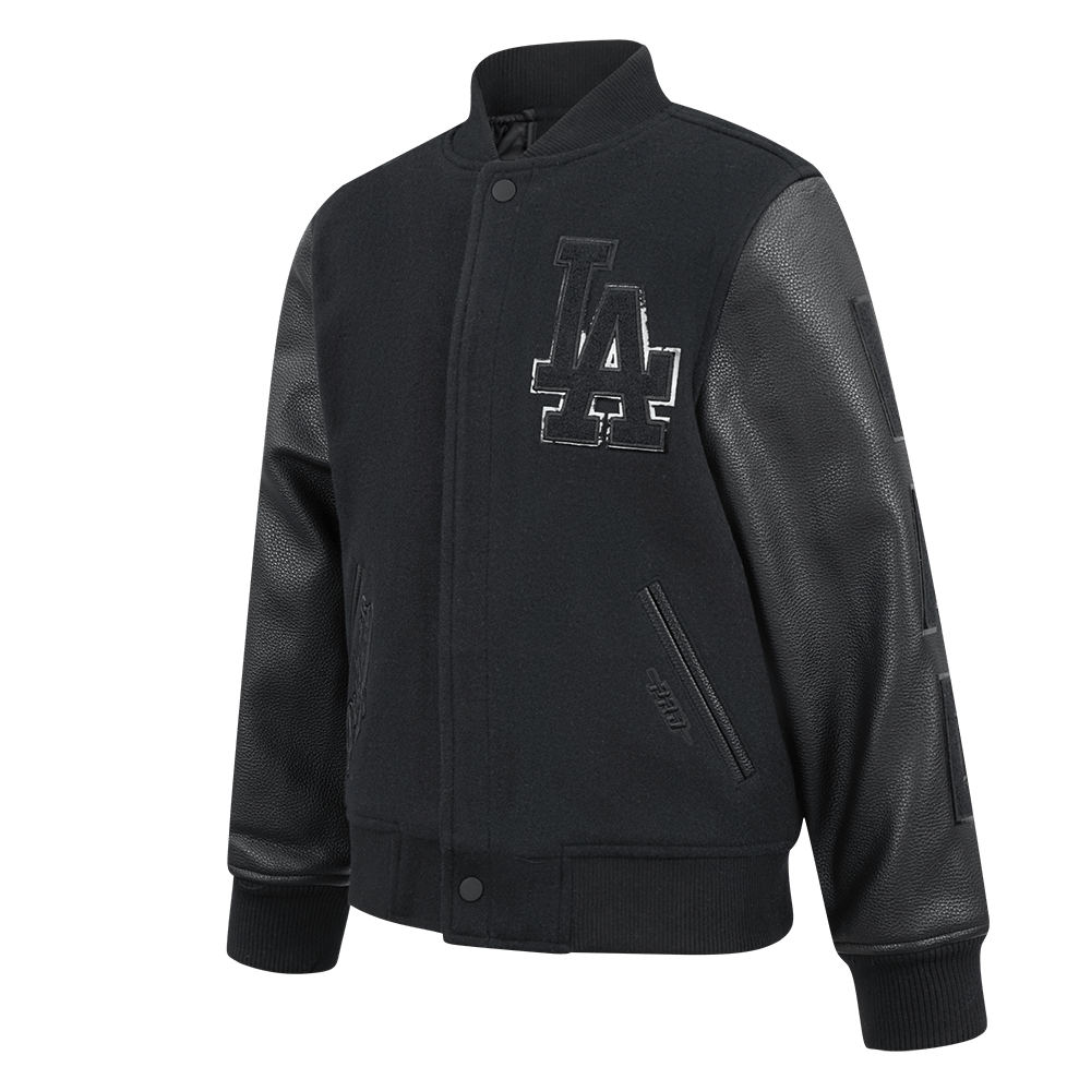 CHAQUETA UNIVERSITARIA DE LANA MLB LOS ANGELES DODGERS TRIPLE BLACK PARA NIÑOS GRANDES (NEGRO JET)