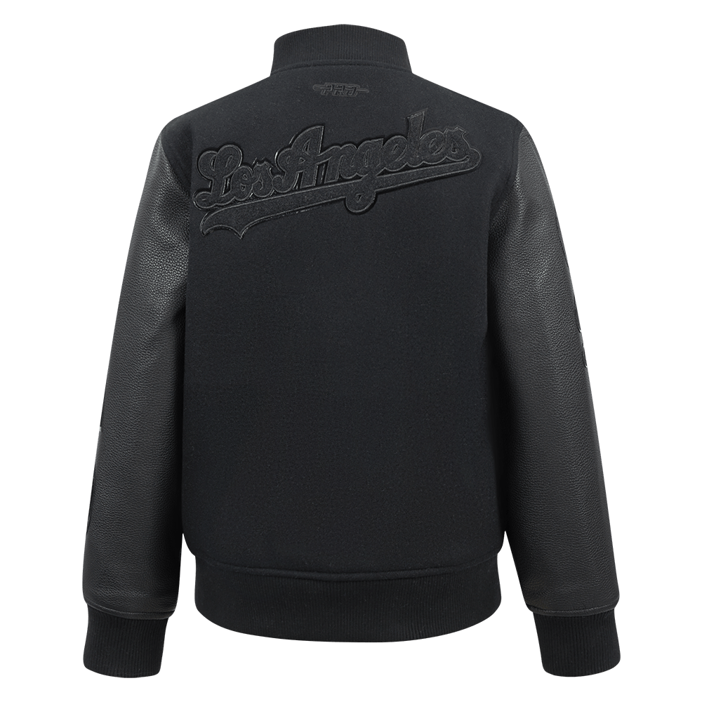 CHAQUETA UNIVERSITARIA DE LANA MLB LOS ANGELES DODGERS TRIPLE BLACK PARA NIÑOS GRANDES (NEGRO JET)