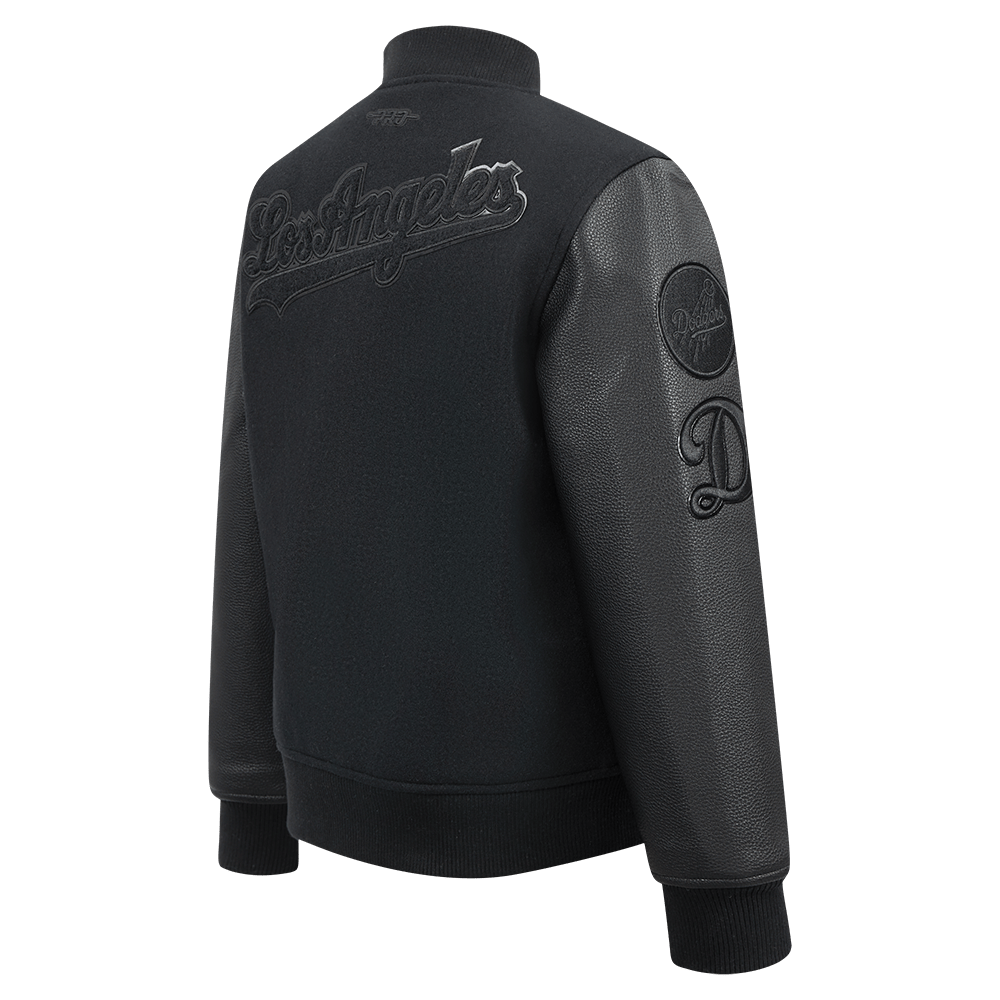 CHAQUETA UNIVERSITARIA DE LANA MLB LOS ANGELES DODGERS TRIPLE BLACK PARA NIÑOS GRANDES (NEGRO JET)