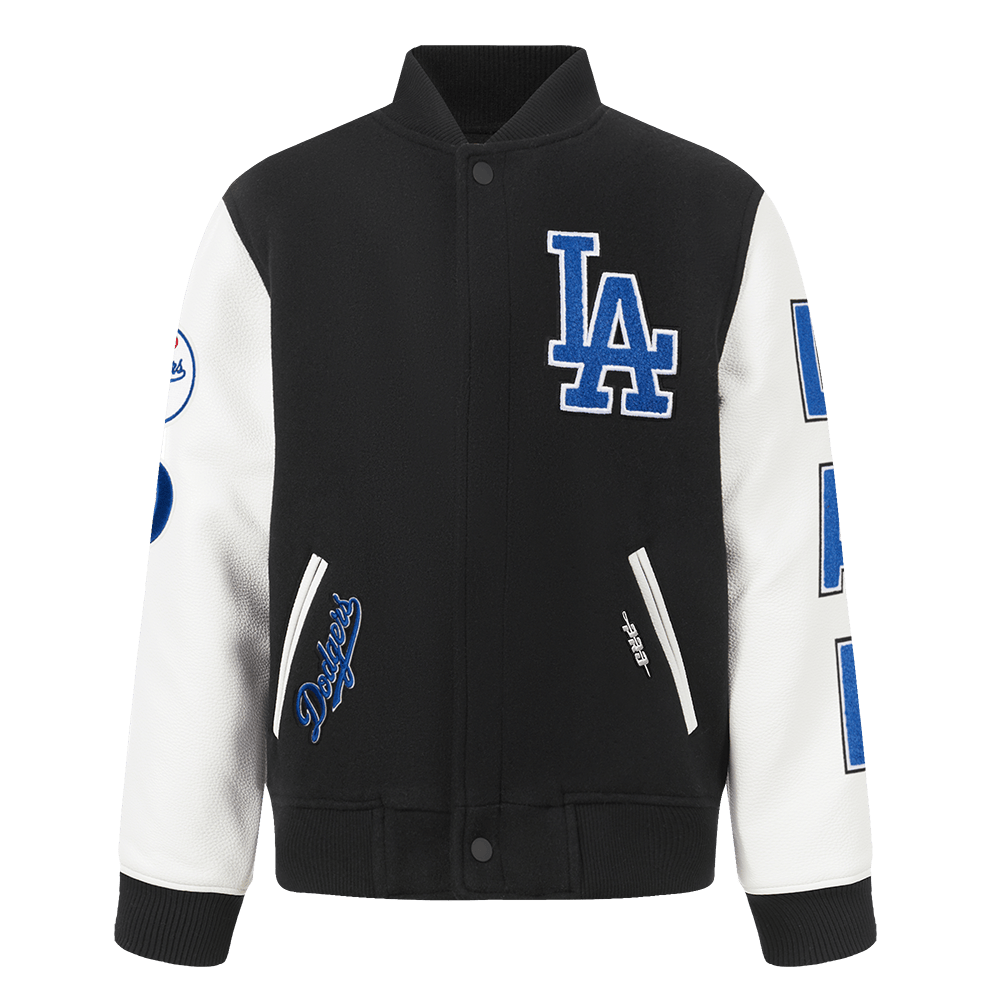 MLB LOS ANGELES DODGERS CLASSIC BIG BOYS WOOL VARSITY JACKET (BLACK/WHITE)