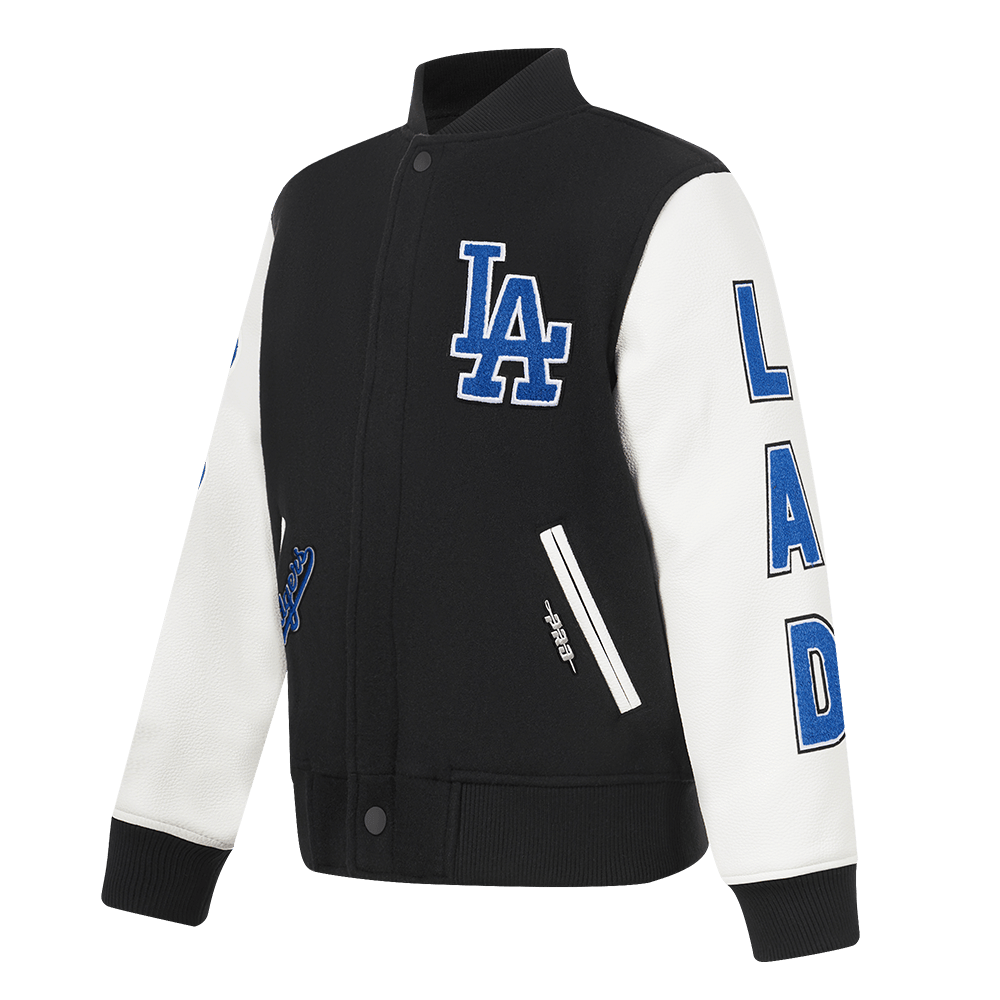 MLB LOS ANGELES DODGERS CLASSIC BIG BOYS WOOL VARSITY JACKET (BLACK/WHITE)