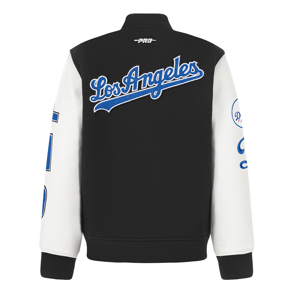 MLB LOS ANGELES DODGERS CLASSIC BIG BOYS WOOL VARSITY JACKET (BLACK/WHITE)