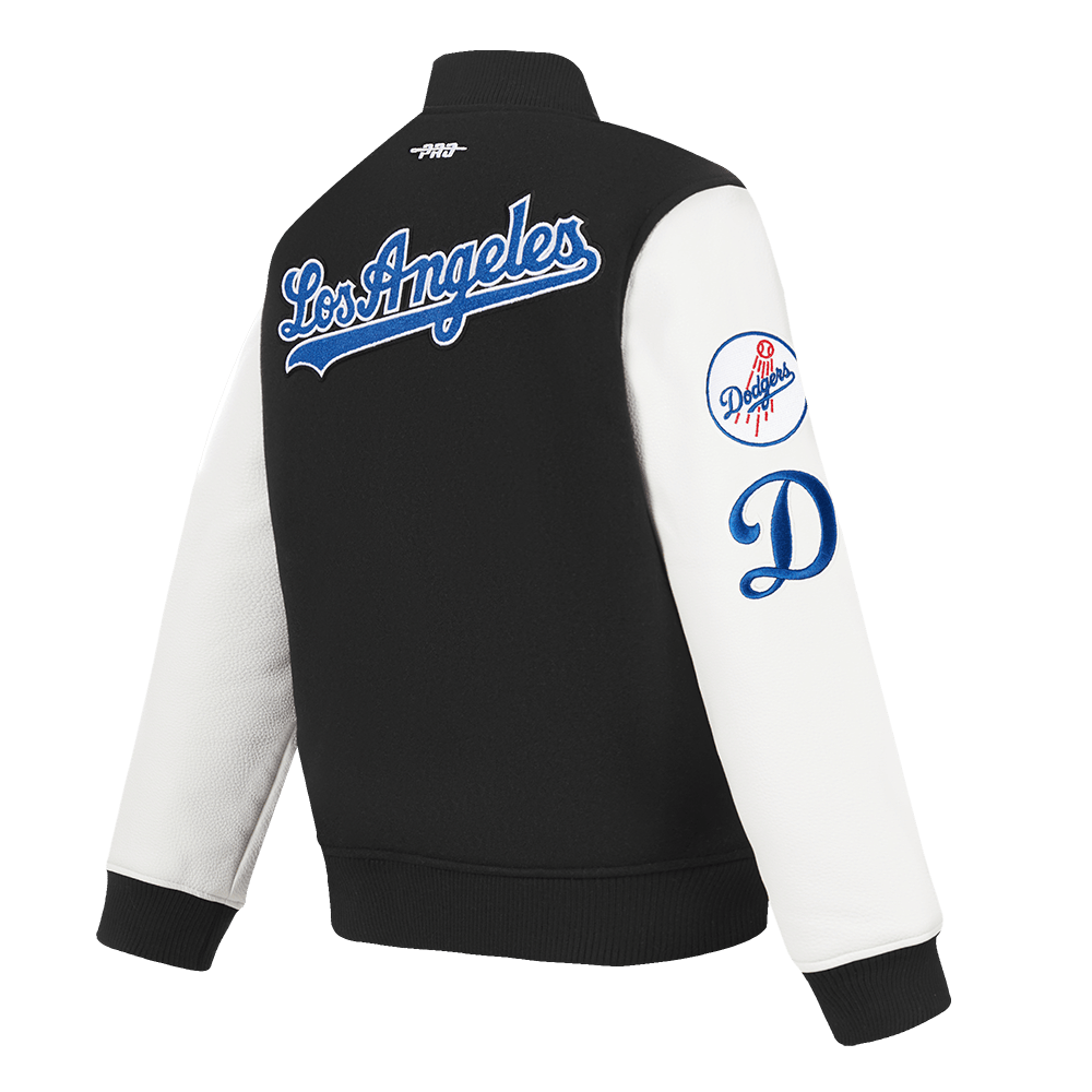 MLB LOS ANGELES DODGERS CLASSIC BIG BOYS WOOL VARSITY JACKET (BLACK/WHITE)