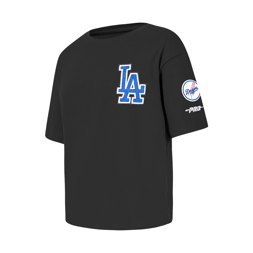MLB LOS ANGELES DODGERS CLASSIC BIG GIRLS SHORT SLEEVE BOXY TOP (BLACK)
