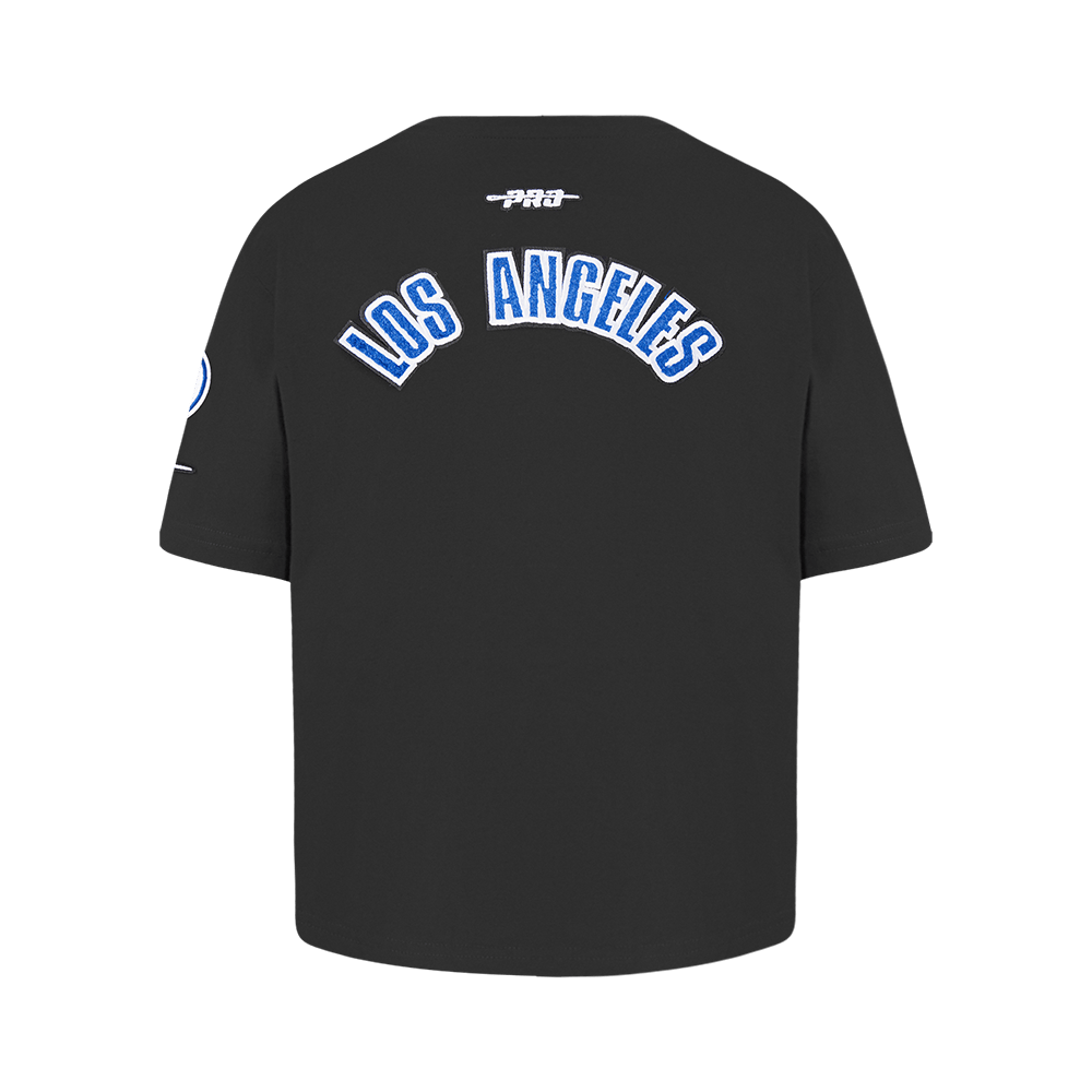 MLB LOS ANGELES DODGERS CLASSIC BIG GIRLS SHORT SLEEVE BOXY TOP (BLACK)
