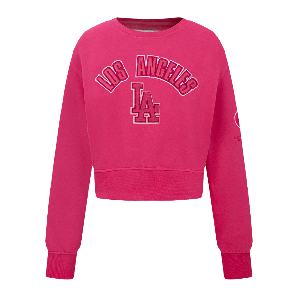 MLB LOS ANGELES DODGERS TRIPLE PINK BIG GIRLS FLEECE CREWNECK (BEETROOT PURPLE)