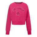 MLB LOS ANGELES DODGERS TRIPLE PINK BIG GIRLS FLEECE CREWNECK (BEETROOT PURPLE)
