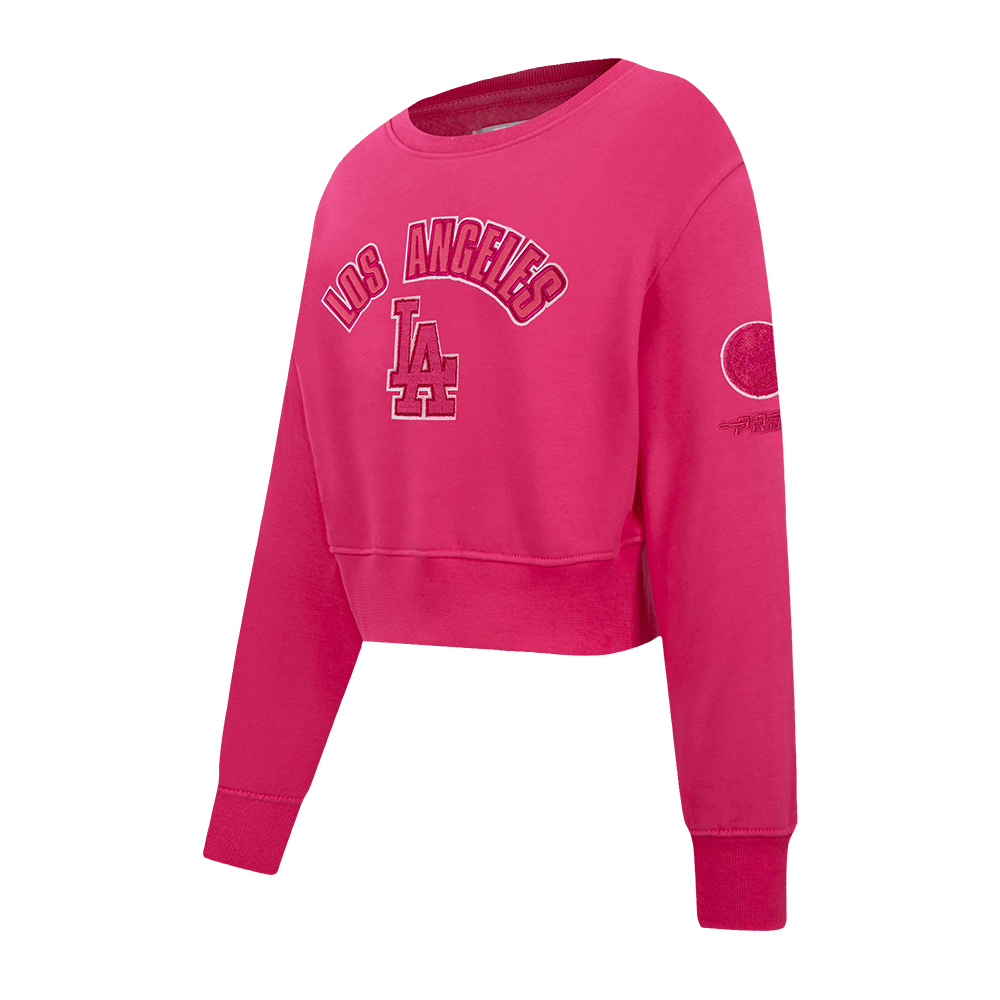 MLB LOS ANGELES DODGERS TRIPLE PINK BIG GIRLS FLEECE CREWNECK (BEETROOT PURPLE)