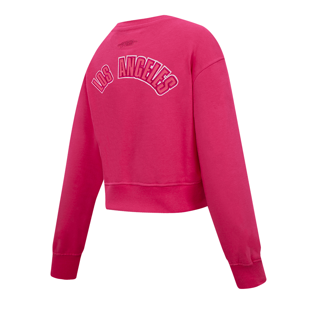 MLB LOS ANGELES DODGERS TRIPLE PINK BIG GIRLS FLEECE CREWNECK (BEETROOT PURPLE)
