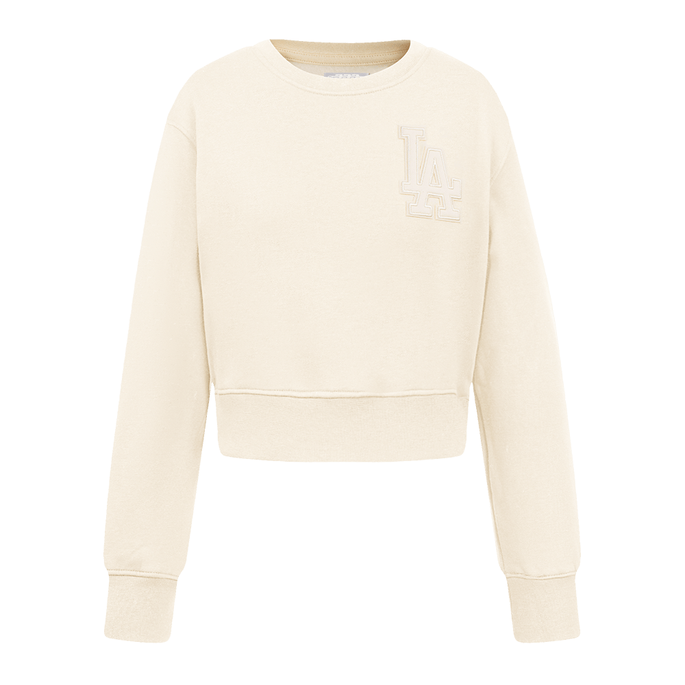 MLB LOS ANGELES DODGERS NEUTRAL BIG GIRLS FLEECE CREWNECK (TAUPE)