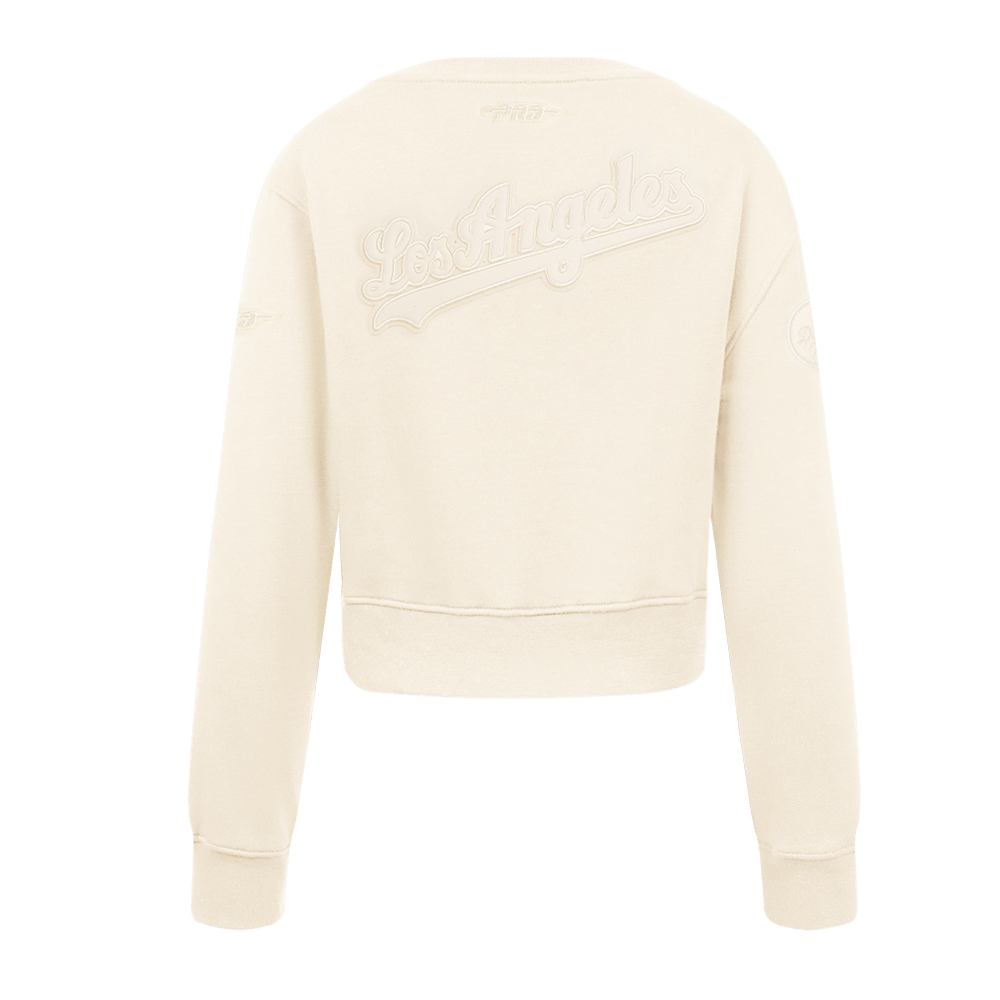 MLB LOS ANGELES DODGERS NEUTRAL BIG GIRLS FLEECE CREWNECK (TAUPE)