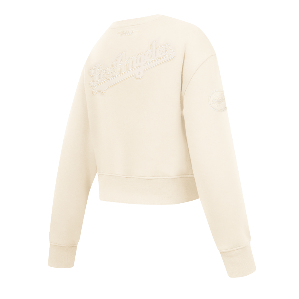 MLB LOS ANGELES DODGERS NEUTRAL BIG GIRLS FLEECE CREWNECK (EGGSHELL)