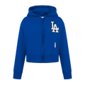 MLB LOS ANGELES DODGERS CLASSIC BIG GIRLS FLEECE FZ HOODIE (DODGER BLUE)