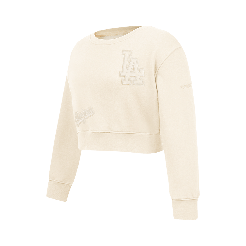 MLB LOS ANGELES DODGERS NEUTRAL BIG GIRL'S  FLEECE CREWNECK (EGGSHELL)