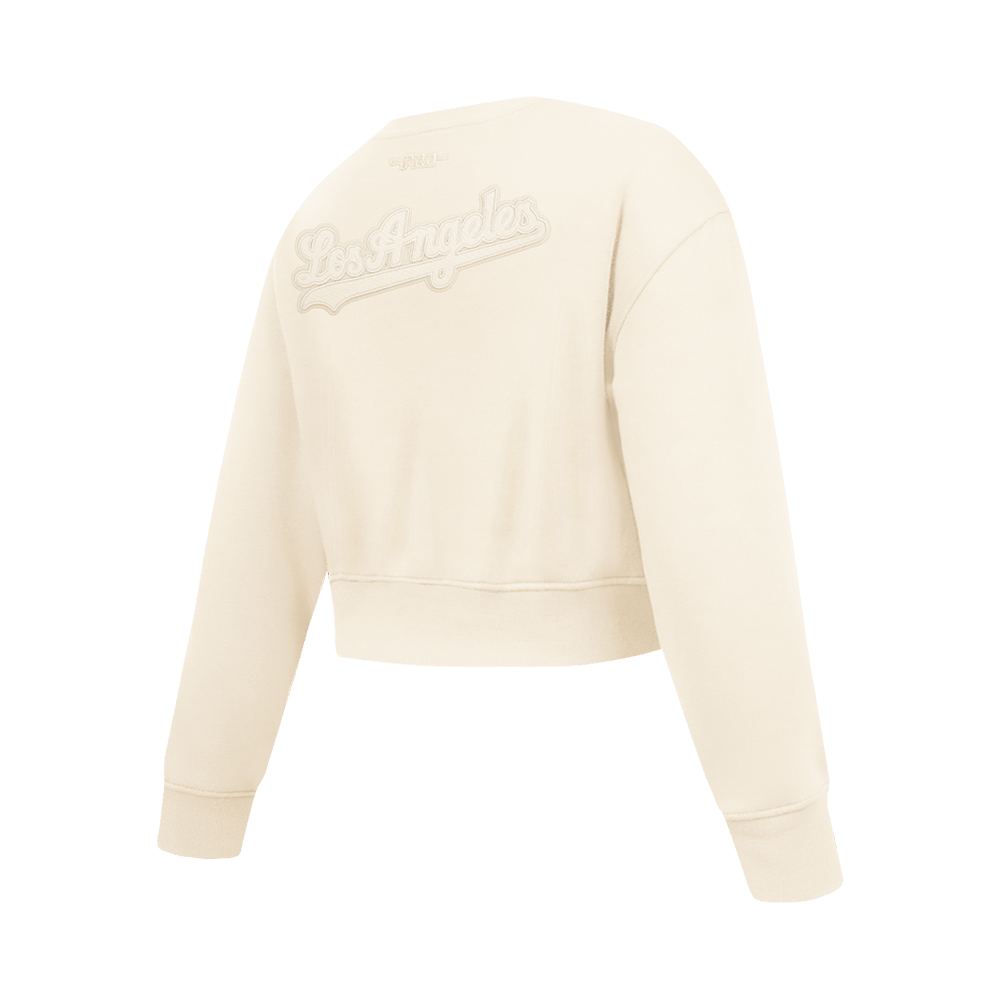 MLB LOS ANGELES DODGERS NEUTRAL BIG GIRL'S  FLEECE CREWNECK (EGGSHELL)