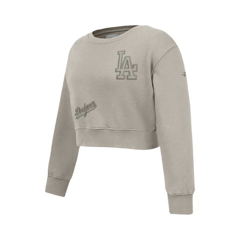 MLB LOS ANGELES DODGERS NEUTRAL BIG GIRL'S  FLEECE CREWNECK (TAUPE)
